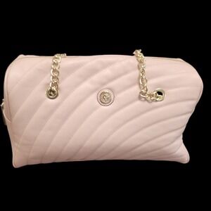 Anne Klein Quilted Satchel Shoulder Bag Chain Strap Blush‎ Pink Designer